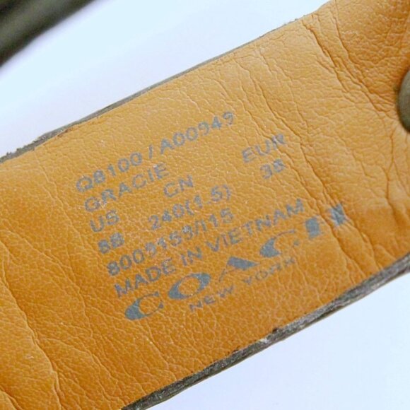 Coach Gracie Vintage Calf Turn Lock Semi Matte T Strap Sandal Black Women Size 8 - Picture 12 of 13